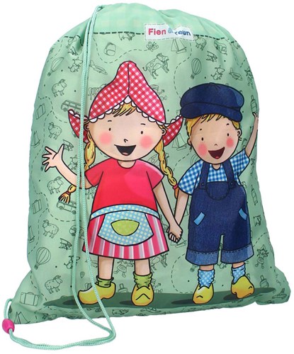 Vadobag bolsa de deporte Fien y Teun amigos animales verde correas ajustables-2