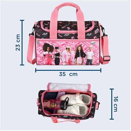 Undercover bolsa deportiva Barbie bandolera rosa negra con estampado-3