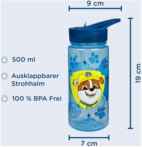 Paw Patrol botella de agua 500 ml - cantimplora infantil con pajita-3