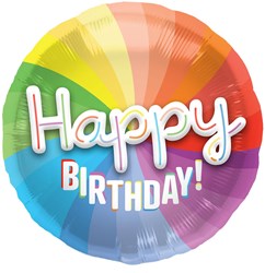 Folat globo de foil cumpleaños 3D Happy Birthday 56cm colores arcoíris