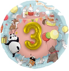 Folat globo de foil animales cumpleaños 3D con números 1-5 - 56 cm