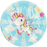 Folat - Platos de papel unicornio 23cm para fiesta infantil, 8 unidades