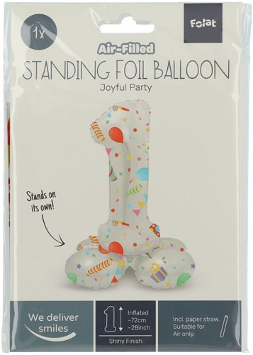 Folat globo de foil número 1 Joyful Party 72cm decoración cumpleaños