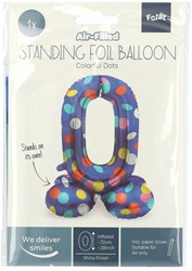 Folat globo de foil número 0 Colorful Dots - globo de pie 72 cm cumpleaños