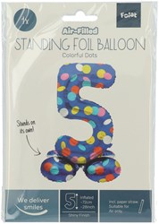 Folat globo de foil número 5 Colorful Dots - globo de pie 72cm cumpleaños