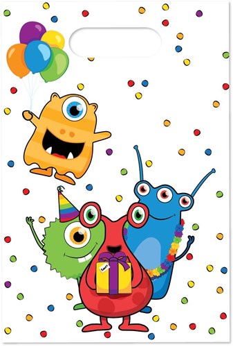 Haza bolsas de fiesta Monster Party bolsas de plástico para regalos 6 unidades