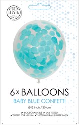 Globos globos confeti azul bebé 30cm - set de 6 globos de fiesta
