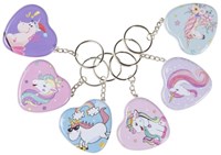 Llavero corazón unicornio con colores pastel y metal