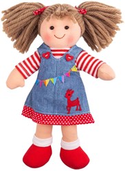 BigJigs muñeca Hattie - muñeca de tela suave 25cm para niños