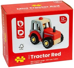 BigJigs tractor de juguete de madera rojo - mini vehículo de granja