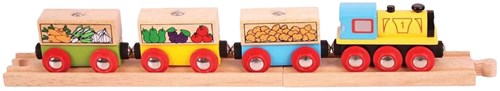 BigJigs tren de madera frutas y verduras - tren de juguete 31 cm