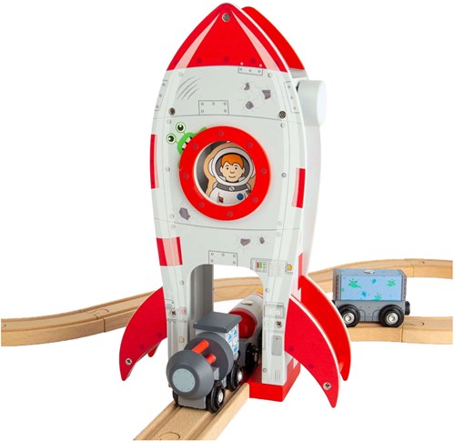 Bigjigs cohete de madera - accesorio para vía de tren juguete astronauta-2