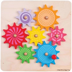 BigJigs puzzle de madera con engranajes juguete educativo colorido