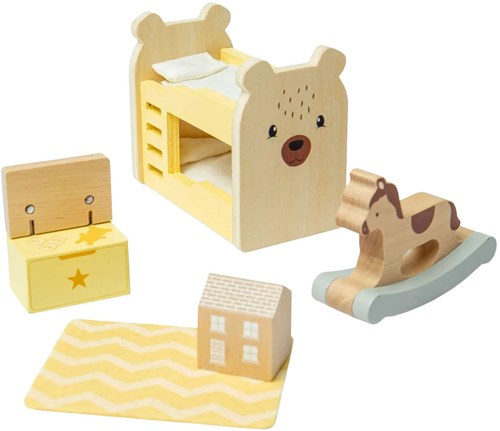 Bigjigs set dormitorio infantil casa de muñecas de madera - juguete certificado FSC