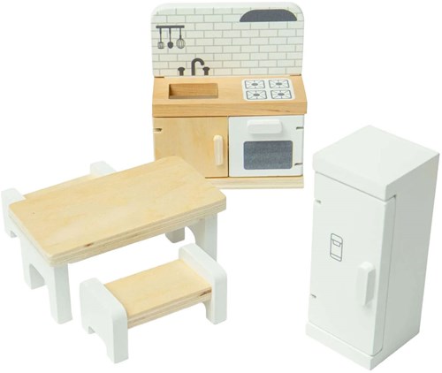 Bigjigs set de cocina de madera para casa de muñecas - juguete FSC