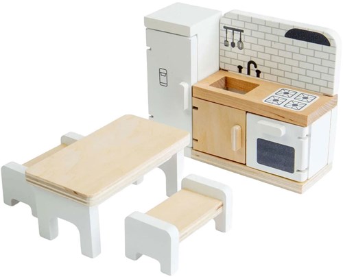 Bigjigs set de cocina de madera para casa de muñecas - juguete FSC-2