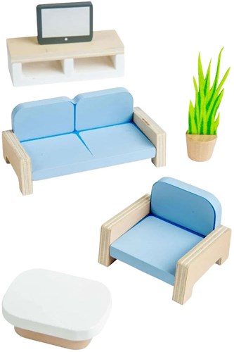 Bigjigs set de sala de estar para casa de muñecas de madera - juguete FSC-2