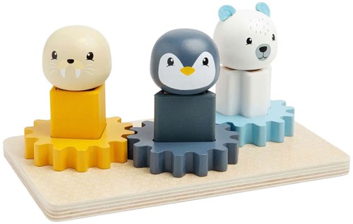 BigJigs juguete educativo tablero engranajes animales árticos madera FSC