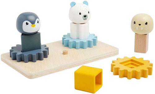 BigJigs juguete educativo tablero engranajes animales árticos madera FSC-3