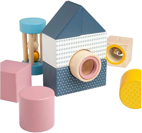 BigJigs juguete sensorial bloques exploradores set de construcción de madera-3