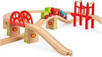 BigJigs set de expansión vías tren madera puentes 18 piezas juguete-3