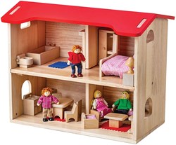 BigJigs casa de muñecas completa de madera con muebles