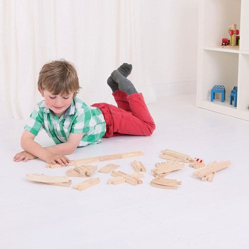 BigJigs set de expansión de vías de tren de madera - 25 piezas - juguete-3