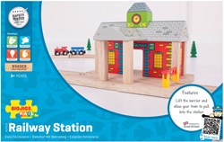 BigJigs estación de tren de madera - accesorio para vía de tren de juguete