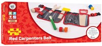 BigJigs Cinturón de Carpintero Madera Rojo - Set de Herramientas Juguete
