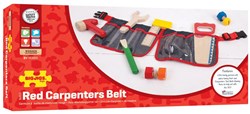 BigJigs Cinturón de Carpintero Madera Rojo - Set de Herramientas Juguete