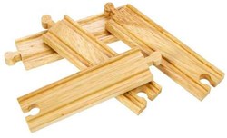 BigJigs vías de madera rectas medianas para tren 4 piezas
