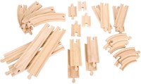 BigJigs set de expansión de vías de tren de madera rectas y curvas - 24 piezas