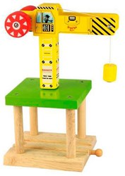 BigJigs grúa de madera - grúa de juguete amarilla para niños