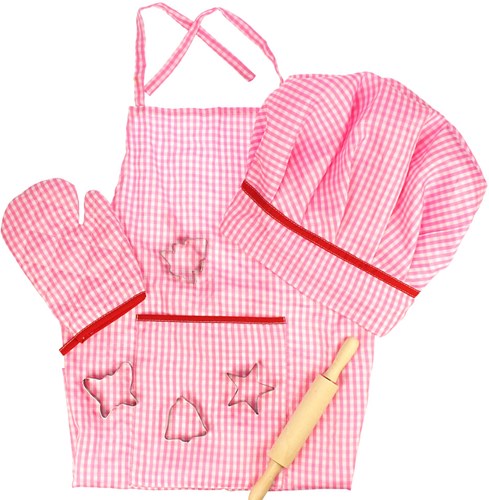 BigJigs juguetes Set de chef - ropa de cocina rosa para niños