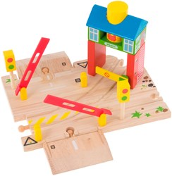 BigJigs caseta de señales de madera para trenes - set de 3 piezas