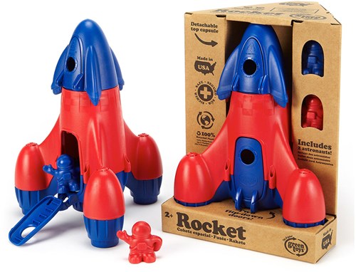 Green Toys cohete juguete sostenible azul con astronautas-2