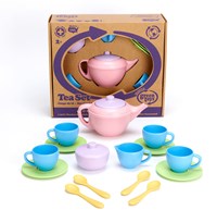 Green Toys juego de té juguete sostenible tetera rosa-2