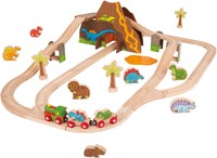 BigJigs set de tren de madera dinosaurio - juguete de 49 piezas