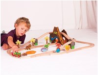 BigJigs set de tren de madera dinosaurio - juguete de 49 piezas-2