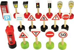 BigJigs señales de tráfico de madera set de juego - 18 piezas