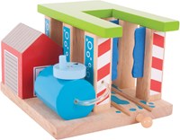 Bigjigs Estación de lavado de tren de madera - Accesorio para trenes-2