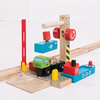 BigJigs set de tren de patio de contenedores de madera - juguete sostenible-3