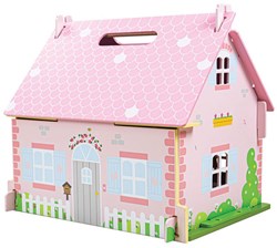 BigJigs casa de muñecas de madera Blossom Cottage con accesorios