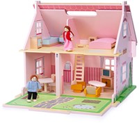 BigJigs casa de muñecas de madera Blossom Cottage con accesorios-3