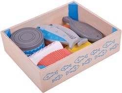 BigJigs caja de madera con pescado - accesorio cocina de juguete