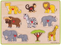 BigJigs puzzle de madera Safari - puzzle educativo con pomo 9 piezas