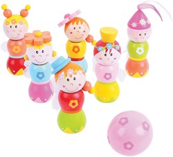 BigJigs juego de bolos de madera hadas - juego infantil 7 piezas