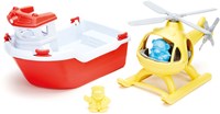 Green Toys barco de rescate juguete con helicóptero juguete de baño sostenible-2