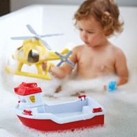 Green Toys barco de rescate juguete con helicóptero juguete de baño sostenible-3