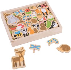 BigJigs juguete magnético animales del bosque de madera - 35 piezas magnéticas